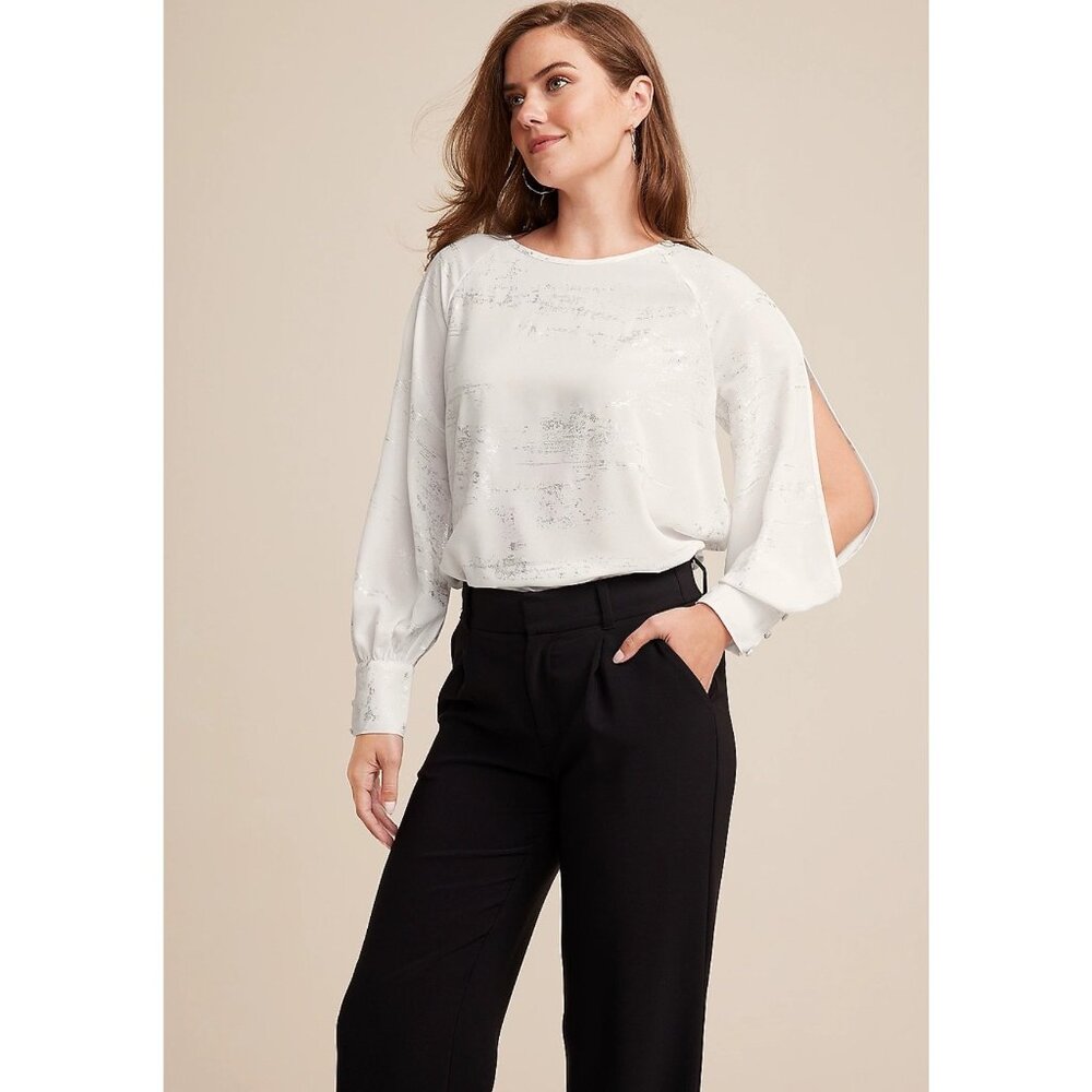 Maurices Fallon Metallic Print Blouse L